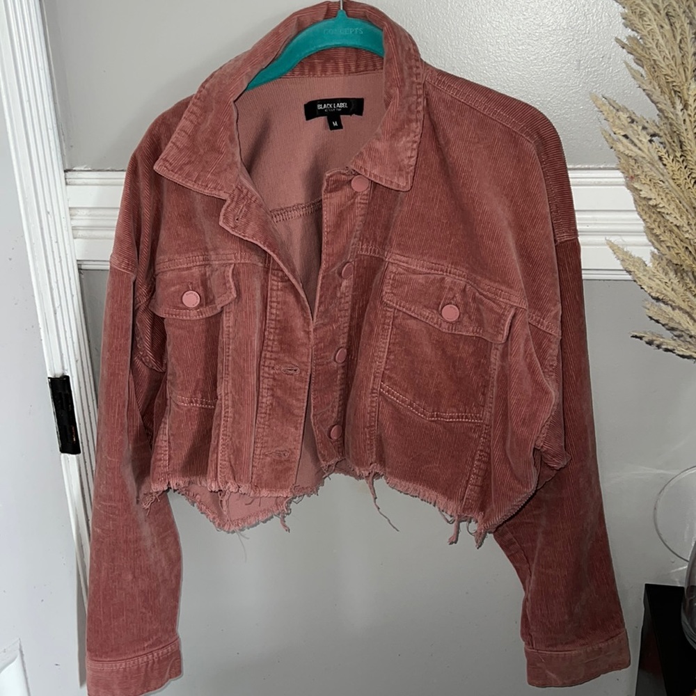 black label cropped jean jacket